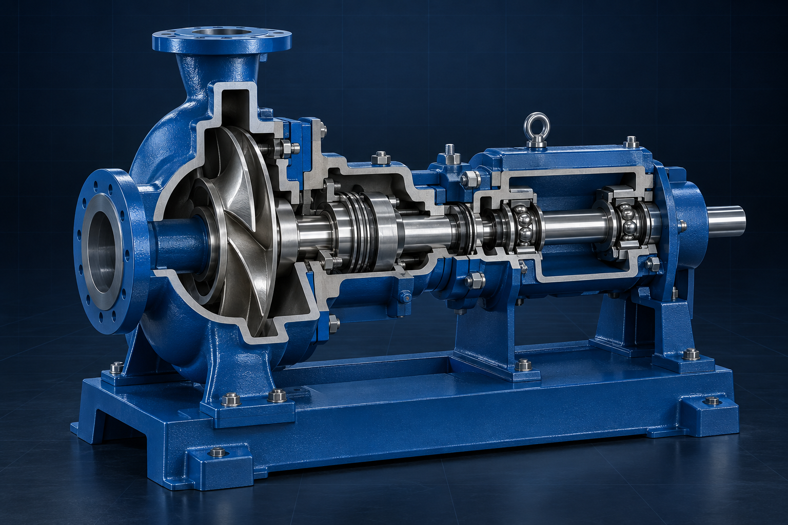 Sectioned API 610 OH2 replacement pump showing the impeller, shaft, seal chamber and bearing frame for a 3700 installation review