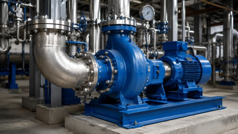 Bomba centrífuga de proceso instalada en una planta industrial