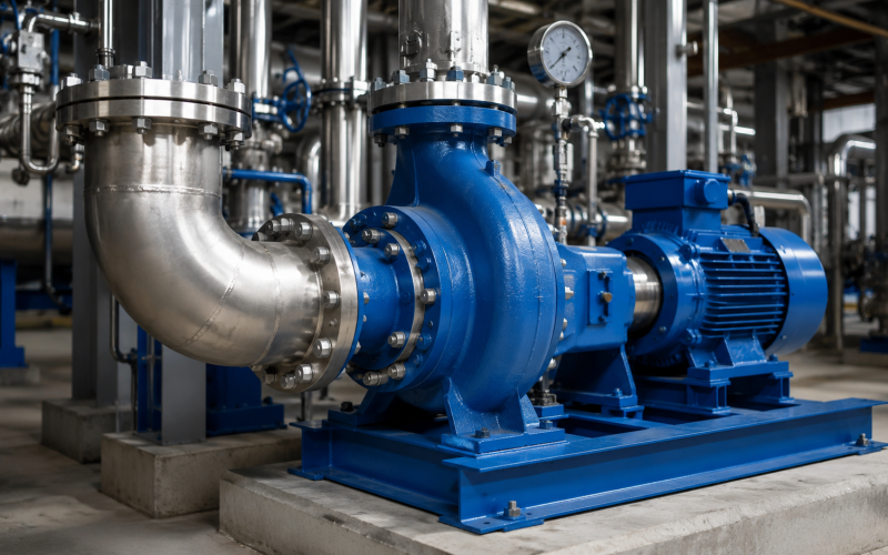 Bomba centrífuga de proceso instalada en una planta industrial