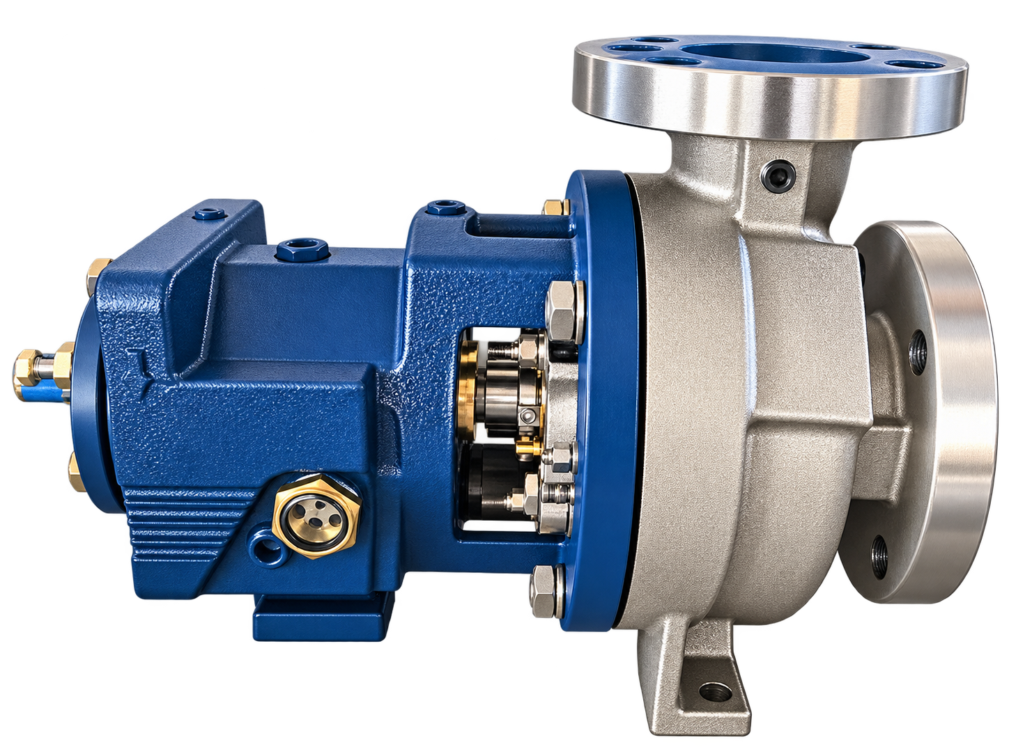 Bomba de proceso patrón CV3196 con extremo de potencia azul y carcasa de acero inoxidable