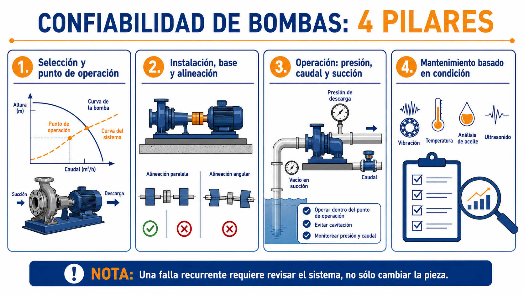 Selección, instalación, operación y reparación: cuatro áreas para revisar fallas recurrentes en bombas centrífugas